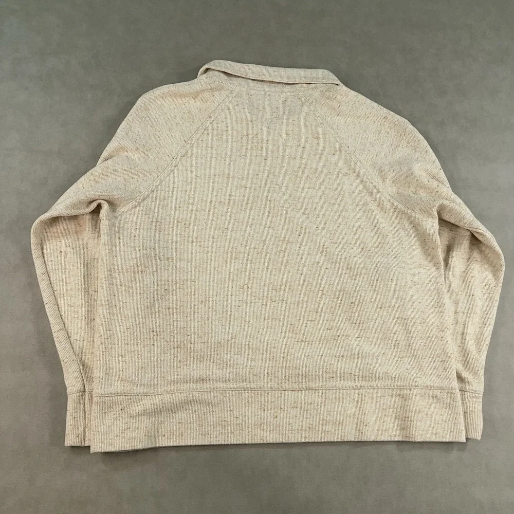 Nike Quarter Zip Mock Neck Pullover Sweater Women's Size Medium Beige Cropped - Picture 3 of 12